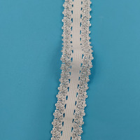 Ruban élastique en dentelle picot de 2,1 cm pour textile de maison, en nylon brillant argenté, pour couture et DIY de vêtements