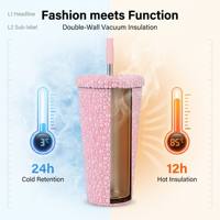 Mug de voyage tendance fait main en acier inoxydable à double paroi, entièrement perlé, isolé sous vide, sans BPA, anti-fuite, idéal pour les cadeaux d'affaires et cadeaux INS