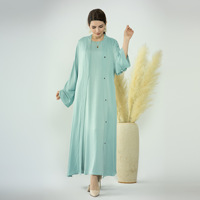 2023 Muslimische Mode Islamische Abaya Satin Falten Frauen Dubai Kleider Muslim 2PCS Set Open Abaya Mit Seiten taschen YLR582