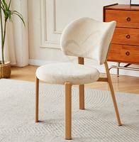 Chaise de salle à manger moderne OKAY en bouclette, chaise d'appoint avec dossier incurvé, pieds en métal, sans accoudoirs, pour salle à manger et salon