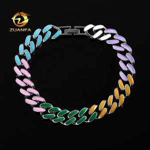 Pulsera de eslabones cubanos de acero inoxidable para hombre, brazalete de esmalte estilo hip hop <span class=keywords><strong>miami</strong></span>, brilla en la oscuridad, 10mm - Product Image 1