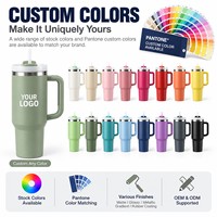 Gobelet isotherme personnalisé à double paroi de 40 oz, tasse de voyage en acier inoxydable de 30 oz et 40 oz avec poignée et couvercle à paille rabattable