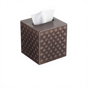 Caja de pañuelos cuadrada de Metal, decoración moderna, Facial servilletero, dispensador de caja de pañuelos para baño, Diamante de cobre antiguo - Product Image 1
