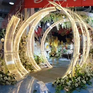 TY220107-189 LED đám cưới Acrylic Backdrop đường cong bề mặt thanh lịch cho Đảng tổ chức sự kiện trang trí