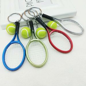 Wholesale Custom Tennis Racket Metal Keychain Creative Sports <b>Keyring</b> Handmade Bag Pendant for Athletic Gift Bulk Orders - Product Image 2