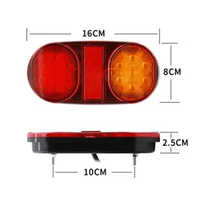 Geel Rood Achterlicht Voor Vrachtwagenaanhangwagen 14 Led 12V Boot Caravan Auto Stoplicht Waarschuwingsindicator
