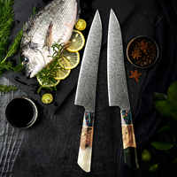 Couteau de cuisine japonais de 8.5 pouces 10CR15MOV couteau de Chef de légumes de viande de coupe en acier damas à haute teneur en carbone