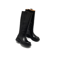 Bottes hautes à lacets décontractées pour femmes en cuir véritable confortables et douces pour l'hiver