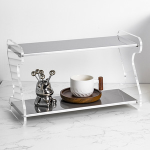 Étagère de rangement en acier inoxydable 304 de qualité supérieure, organisateur en acrylique en forme de Z, support à tasses à 2 niveaux pour comptoir de <span class=keywords><strong>cuisine</strong></span> - Product Image 3