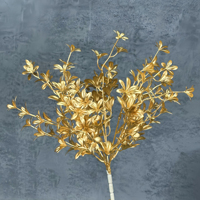 2025 feuilles artificielles simulées feuille de Ginkgo doré feuille d'eucalyptus bouquet doré pour la décoration de mariage à la maison