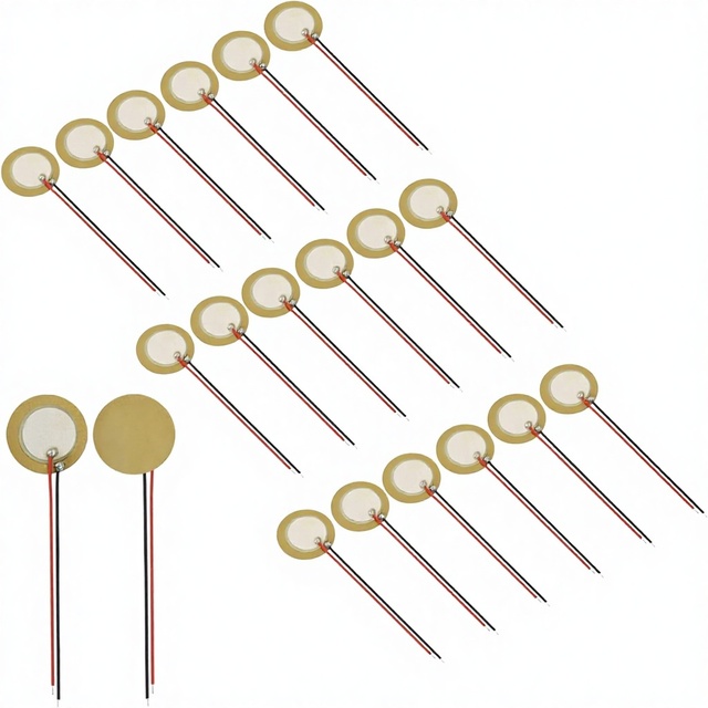Piutouyar 20 Pack 20mm Piezo Discs Leads Acoustic Transducer Microphone Piezo Pickup Drum Trigger Piezo Elements Guitar Model