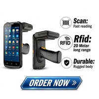 PDA+Android+14+Escáner, PDA Resistente con RFID de Largo Alcance (20 Metros), Escáner de Código de Barras Industrial de 10000 mAh para Almacén, Comercio Minorista y Logística