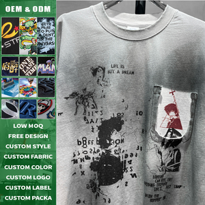 Vintage anime punk streetwear 100 cotton graffiti art transparent pocket distressed trim cozy custom <b>logo</b> - Product Image 3