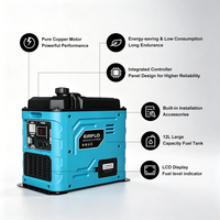 Générateur d'essence portable EIRFLO mini refroidi par air, réservoir de carburant 12L, 12V/24V, silencieux pour camping-car/bateau et événements extérieurs, alimentation de secours