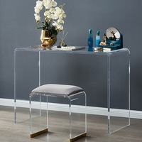 Coiffeuse moderne en acrylique bureau d'ordinateur bon marché en gros pour chambre ou salle de bain vanité latérale transparente pour salle à manger