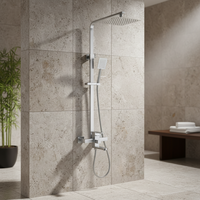 Système de douche mural carré moderne en laiton, double fonction, barre coulissante réglable, kit de douche de luxe pour salle de bain, personnalisable
