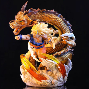 NUEVA Figura de PVC Personalizada de 30 cm de Alta Calidad, Son Goku Super Saiyan DBZ, Forma de Goku Explosión, Dragón Dorado y Nube - Product Image 4