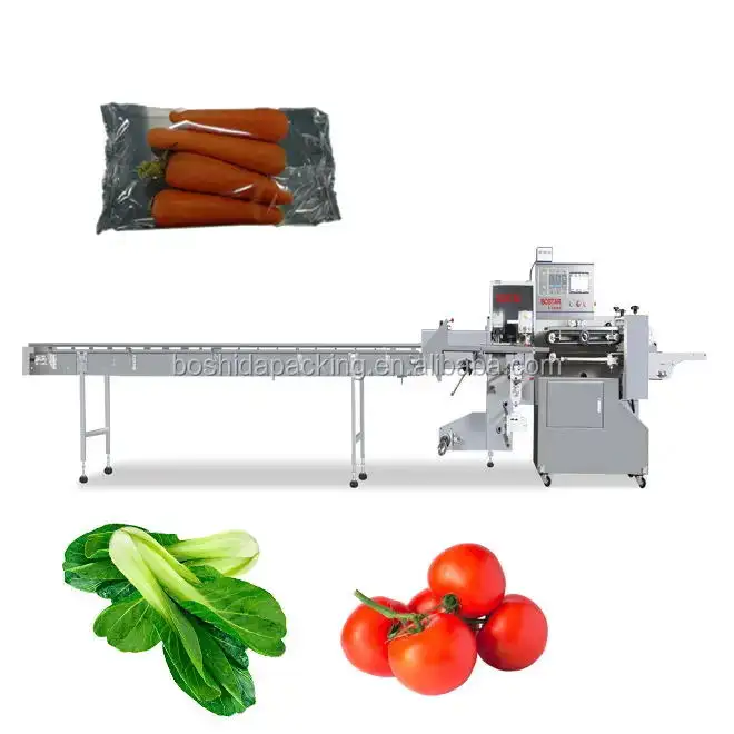 BOSTAR Fresh Vegetable Pouch Flow Horizontal Fruit Packing Machine For Fruit And Vegetable