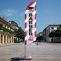 Kit de bannière publicitaire avec drapeau à plumes pour salon de coiffure, beauté, visage, plage, maintenant ouvert, comprend un drapeau de barbier à plumes