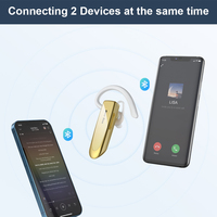 Écouteur Mono Professionnel Doré avec Connecteur USB et Crochet d'Oreille pour Appels Téléphoniques sur Mobiles - Vente en Gros, Autonomie 24h