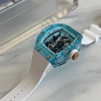 Montre automatique mécanique de haute qualité LUMINA Sporty en acier inoxydable, boîtier tonneau en cristal ajouré, bracelet analogique FKM