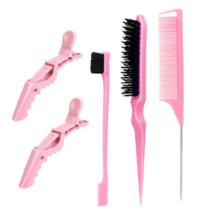 Kadın saç tarak seti timsah saç klipleri sıçan kuyruk tarak kenar fırçalar Detangling Hairbrush Teasing haircurly kıvırcık <span class=keywords><strong>Hiar</strong></span> araçları için - Product Image 4