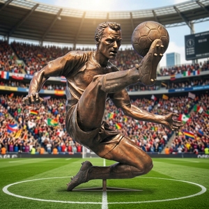 Statue de Dennis Bergkamp, joueur de football, en bronze, grandeur nature, sculpture célèbre - Product Image 5