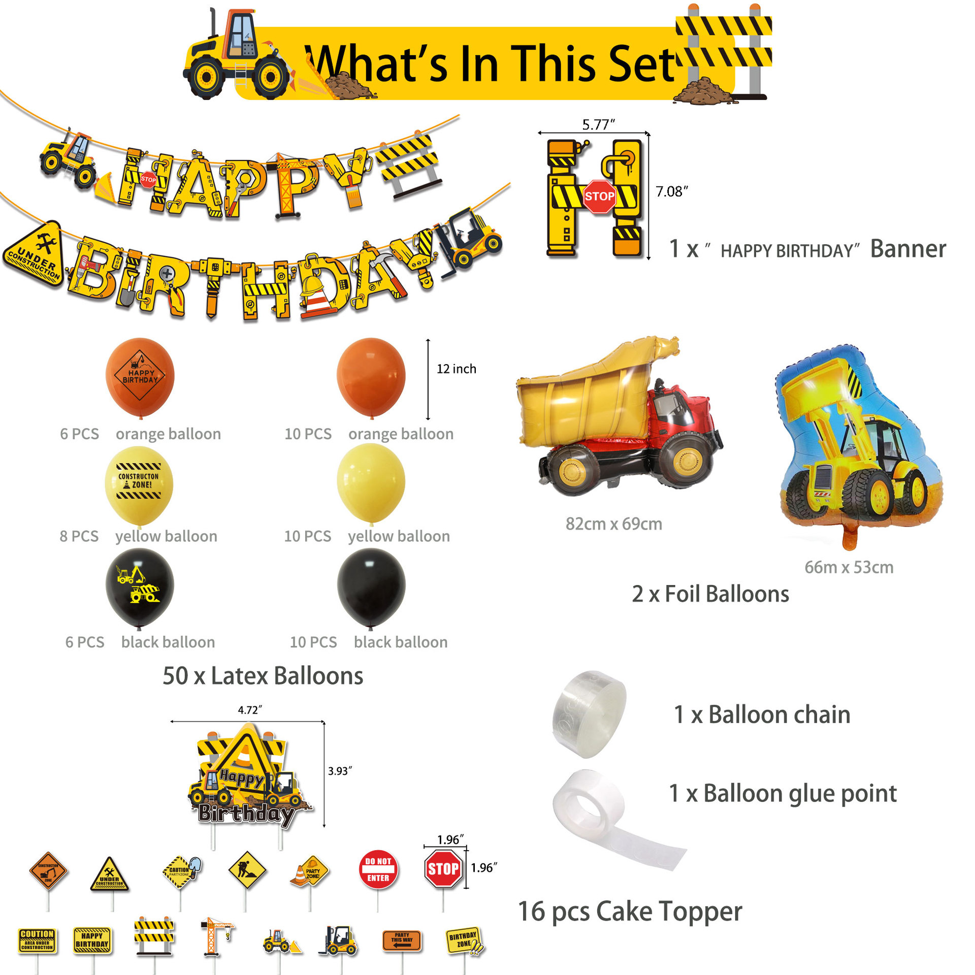Set Decorazione Compleanno 1 Anno Tema Trattore: Banner, Palloncini E Topper Per Torta. Ideale Per Feste Bambini E Bambine Con Palloncino Numero 1 E Motivi Trattori.