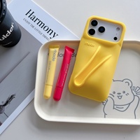 Coque de téléphone souple antichoc mate effet gloss, support de baume à lèvres intégré, étui à rouge à lèvres tendance