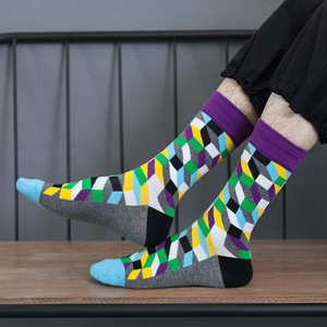 <span class=keywords><strong>Calcetines</strong></span> de Algodón 200N con Diseño Geométrico de Rombo en 3D, <span class=keywords><strong>Calcetines</strong></span> a Cuadros Coloridos para <span class=keywords><strong>Hombre</strong></span>, Estilo Casual de Negocios, Regalo de Moda - Product Image 5