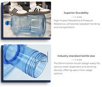 Bouteille d'eau de 5 gallons avec poignée, en plastique de qualité alimentaire, réutilisable pour distributeur d'eau, refroidisseur et utilisation quotidienne de l'eau potable