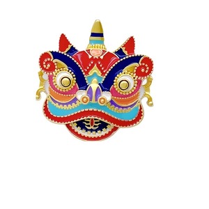 Chinese Lion Dance Alloy Pendant 4.1x4.3cm Matte Gold Electroplated Car Gift Accessory - Product Image 4