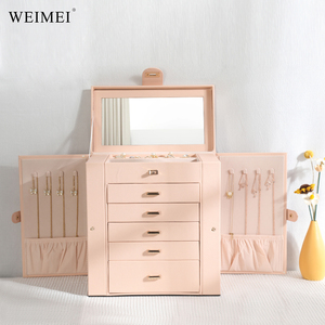 Wholesale Luxury Velvet Rectangle Jewelry Organizer Storage Rings For Earrings Necklace Lipstick Premium Jewelry Travel <b>Box</b> - Product Image 4