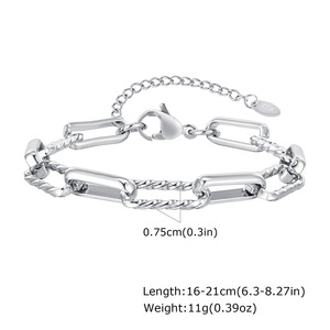 Bracelet Chaîne Torsadée en Acier Inoxydable Or et Argent Multicolore, Tendance, Empilable, Étanche, Bijou Unisexe à la Mode - Product Image 3