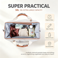 Bolsa de Pañales para Mamá 100% Lona, Marca BSCI, Bolsa de Viaje para Bebé con Cambiador y Bolsillo Aislado, Fabricante con 16 Años de Experiencia