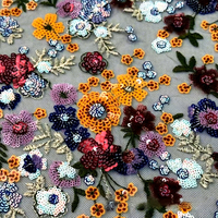 Tissu en dentelle brodée de sequins lourds et exquis pour robes de mariée et de soirée haut de gamme