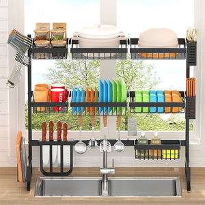 Égouttoir à vaisselle 3 niveaux en acier inoxydable pour évier, support de rangement en fil métallique - Product Image 3