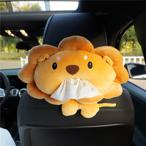 Boîte à mouchoirs en peluche pour voiture, design lion, 16cm x 11cm, organisateur de dossier de siège de voiture, accessoire de véhicule à double usage - Product Image 1