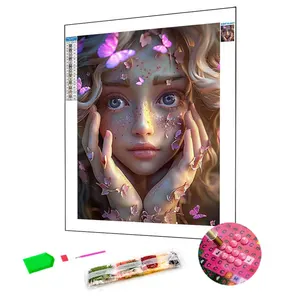 Venta al por mayor caliente retrato diamante bordado pintura cristal Rhinestone bonita princesa Diy Kits diamante pintura artesanía