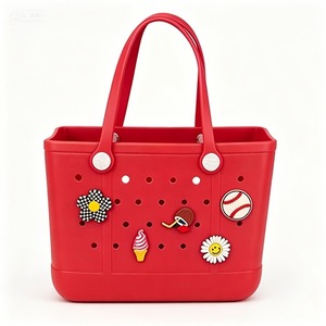 Sac fourre-tout décontracté rouge en EVA imperméable avec deux poignées, léger, perforé, à ouverture facile, capacité 1L, pour la gym, le marché et l'extérieur - Product Image 3
