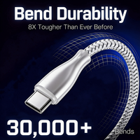 Kabel Data Pengisian Cepat USB a ke Type C, 3A Nylon Braided, Anti Putus, untuk Ponsel Samsung Xiaomi Android