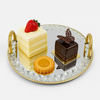 FOSUN Plateau de service rond en cristal avec logo personnalisé Dessous de verre écologique pour le dessert Coupe de fruits et gâteau Commande minimum 20 pièces