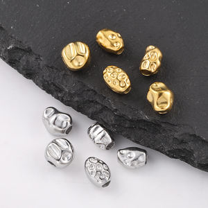 JIAYE - Cuentas espaciadoras de metal texturizado de acero inoxidable chapadas en oro personalizadas, accesorios para la fabricación de joyas y collares DIY - Product Image 1