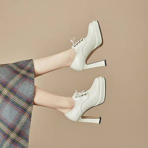 Cialisa-zapatos de tacón alto de piel auténtica <span class=keywords><strong>para</strong></span> mujer, calzado Formal de oficina, con plataforma, color blanco, <span class=keywords><strong>2022</strong></span> - Product Image 3