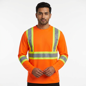 Camiseta de Seguridad de Manga Larga Unisex de Poliéster Reflectante de Alta Visibilidad 2026, Naranja, MOQ Bajo, Logotipo Personalizado - Product Image 1