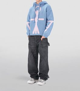Pull ample et oversize pour hommes, sweat à capuche personnalisé avec motif LOGO, pull imprimé brodé en jacquard Intarsia - Product Image 3