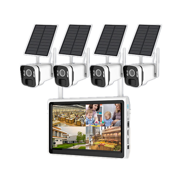 10.1" Monitor WIFI NVR Kit 4 Solar Battery Wireless Camera 4MP 4CH Security Home CCTV System