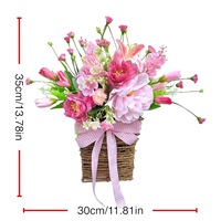 Guirlande de fleurs artificielles en plastique pour le printemps, 35x30cm, style classique fait main, haute qualité, panier suspendu pour porte de maison, Noël