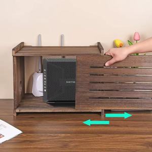 Organizador de cables de madera para router de escritorio, 40.5x26.5x31 cm, duradero, para almacenamiento de regletas de enchufes en la sala de estar - Product Image 4