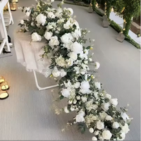 Chemin de table de mariage en soie artificielle fait main avec fleurs blanches pour la décoration de mariage - Grande Vente